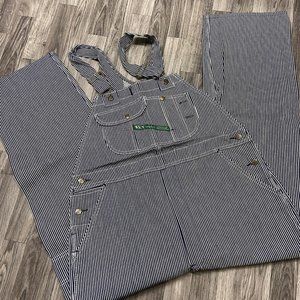 KEY IMPERIAL Straight White/Blue Pinstripe Railroad Bib Overalls Men's W 40 L 29